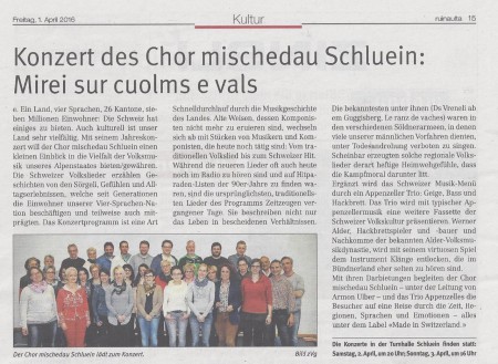 2016 Konzert im Schulhaus Schluein